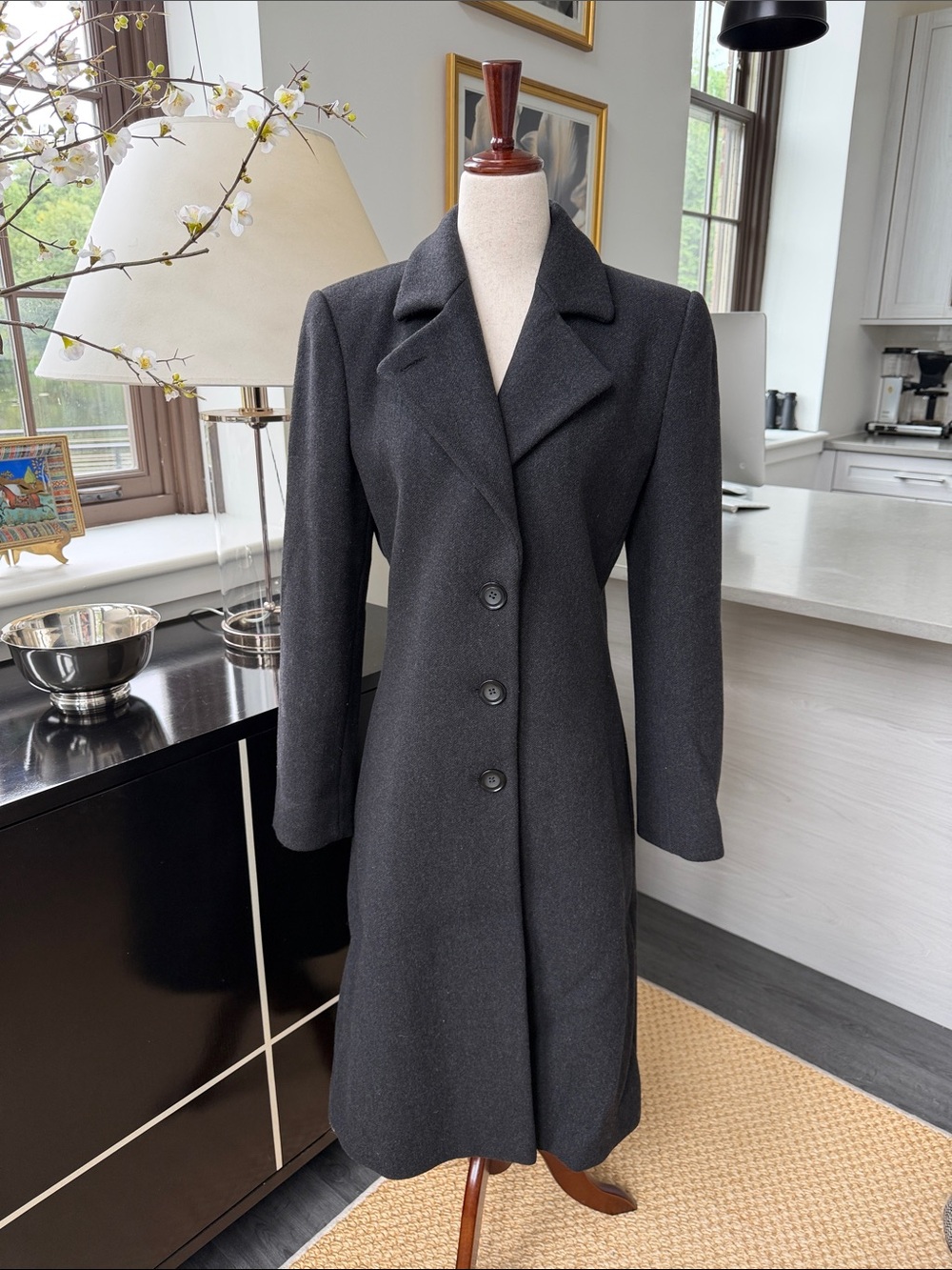 Vintage Emporio Armani Charcoal Overcoat Size 42/M